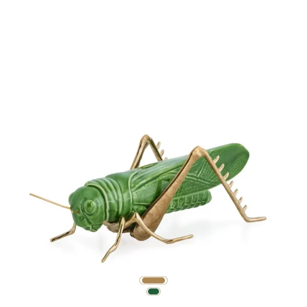 The Peaceful Grasshopper, 28 cm by Laboratório D’Estórias - Natural Brass, Green
