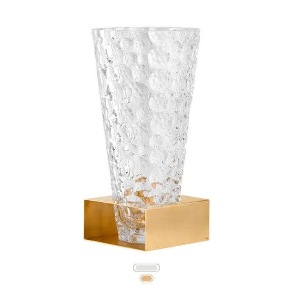 Vase Cubic II - Golden, 31 cm by Topázio - Polished Steel, Gold Plated